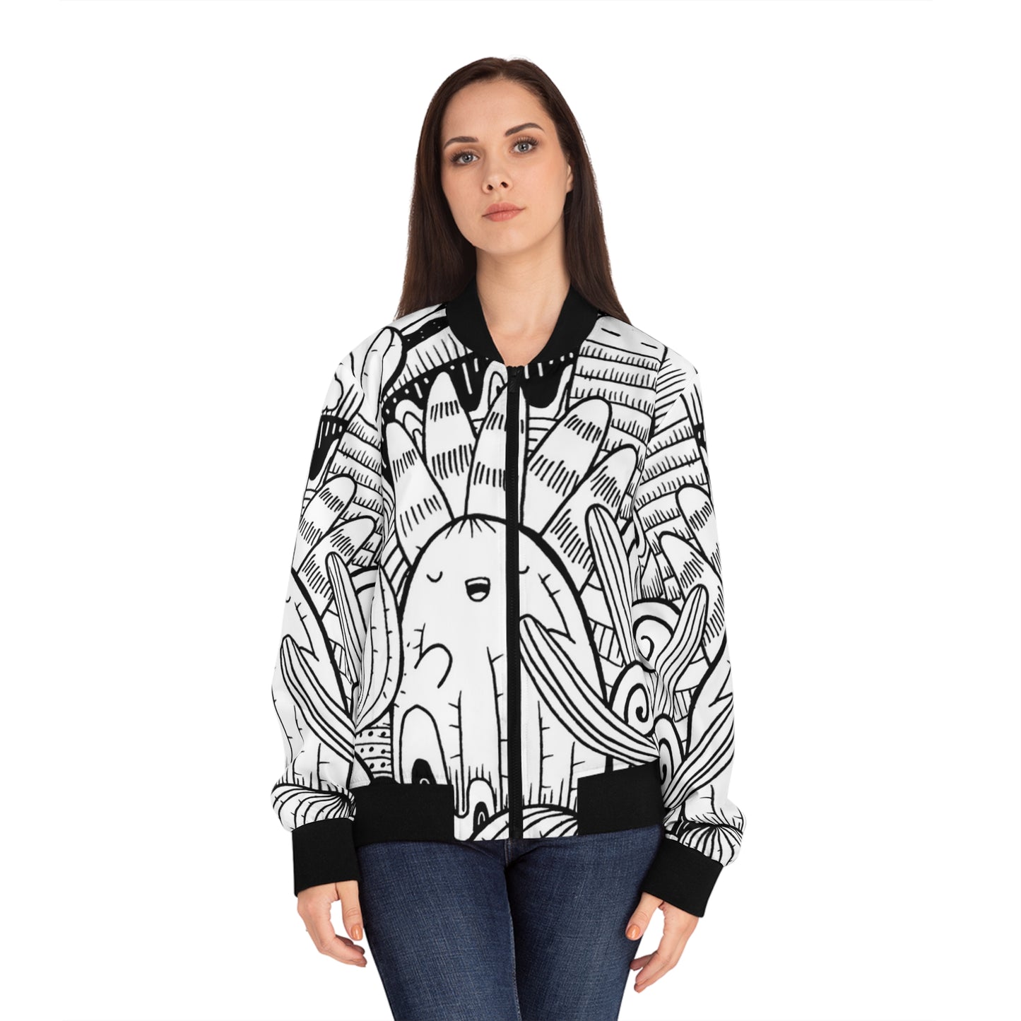 Doodle Cactus - Chaqueta bomber Inovax para mujer