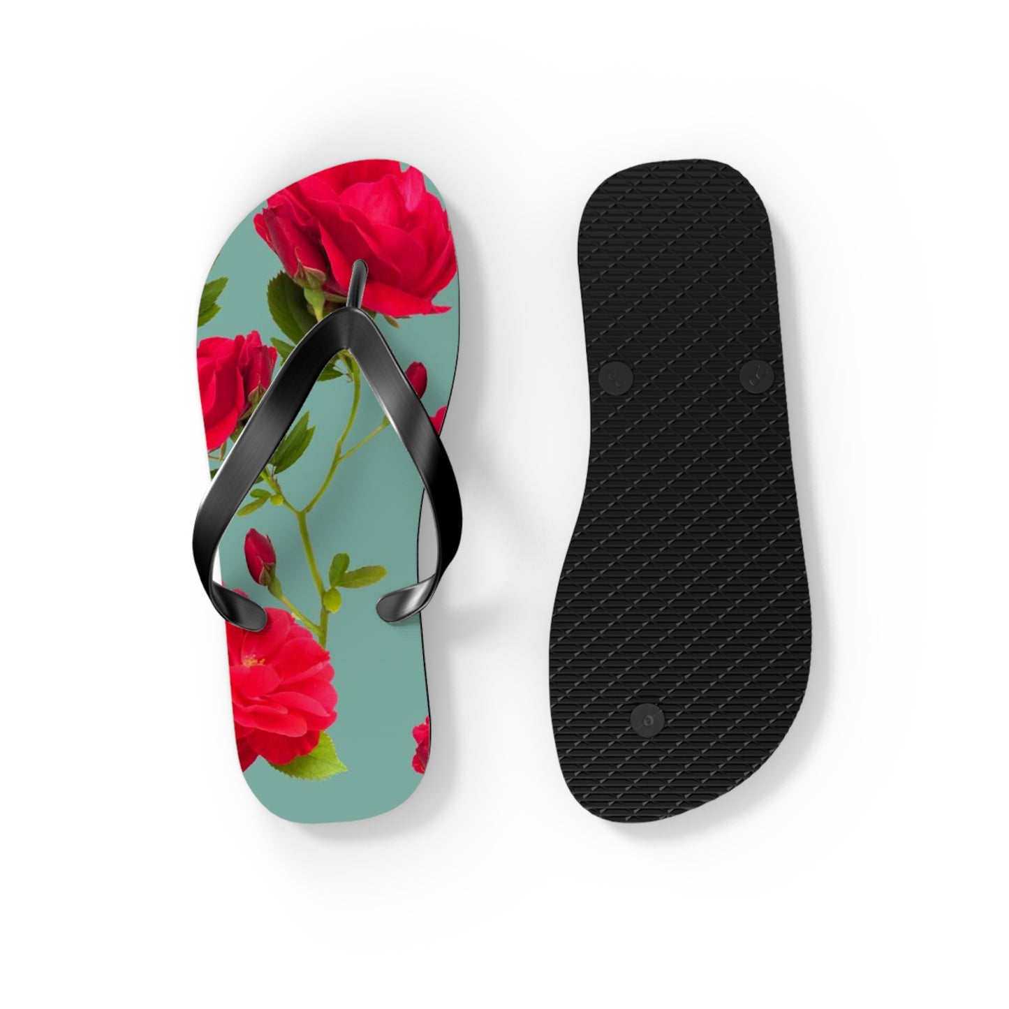 Red Flowers and blue - Inovax Flip Flops