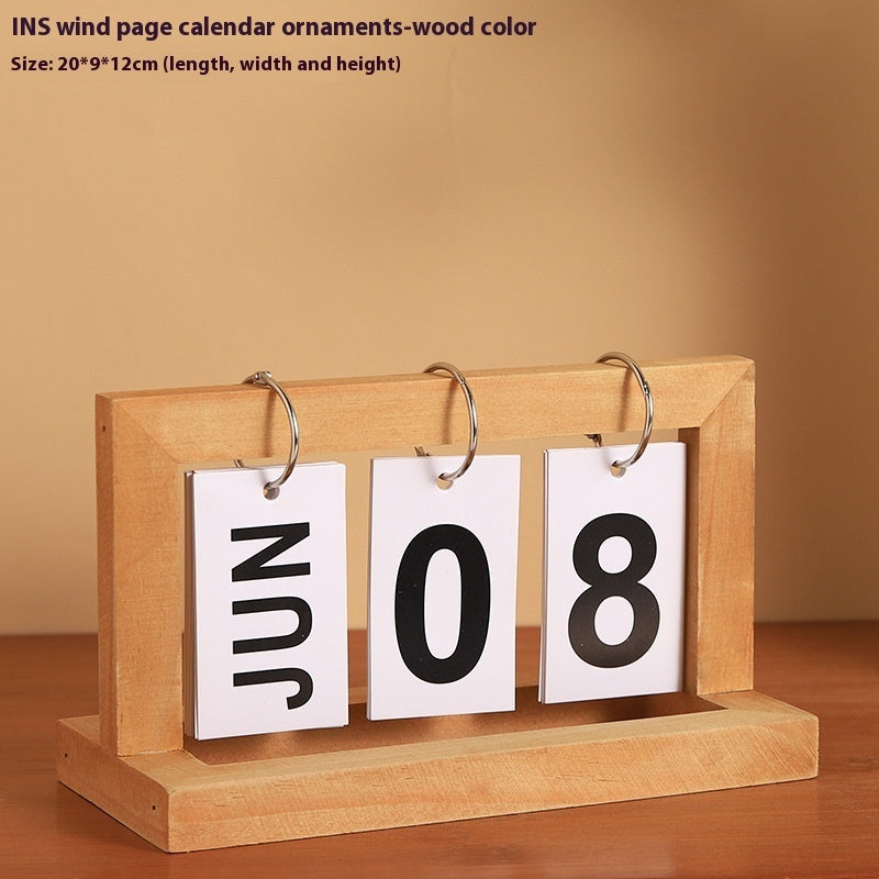 Creative Wooden Calendar Office Desktop Home Study Living Room Decoration