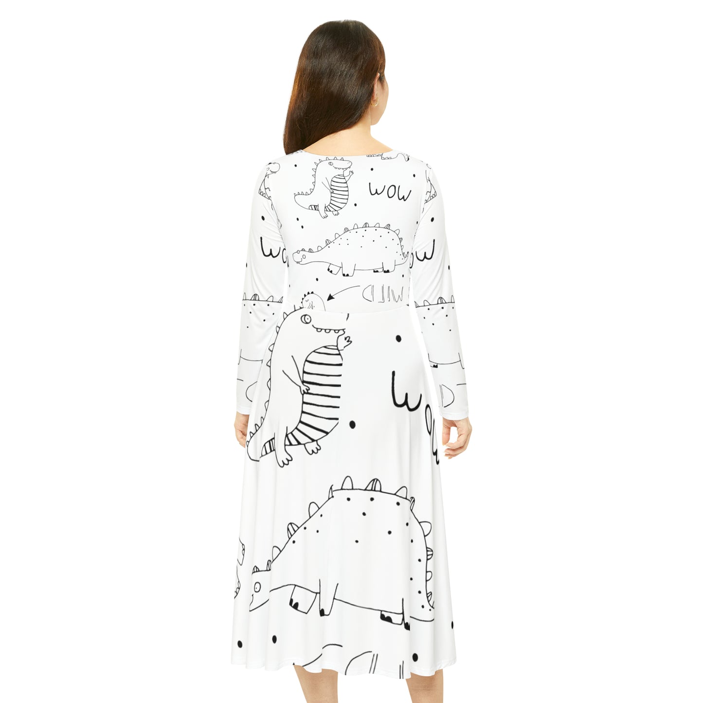 Doodle Dinosours - Inovax Women's Long Sleeve Dance Dress