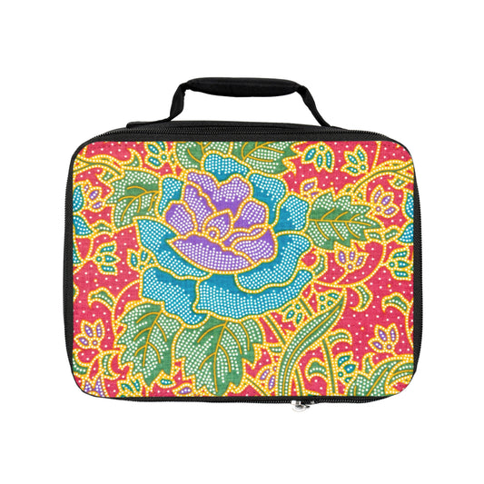 Green and red flowers - Inovax Lunch Bag