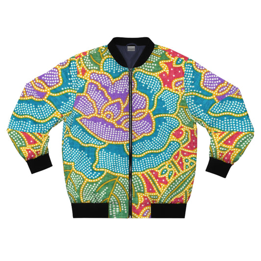 Green and red flowers - Inovax Men's Bomber Jacket