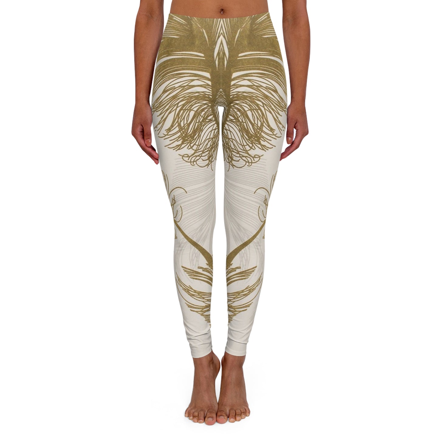 Golden Feathers - Inovax Women's Spandex Leggings