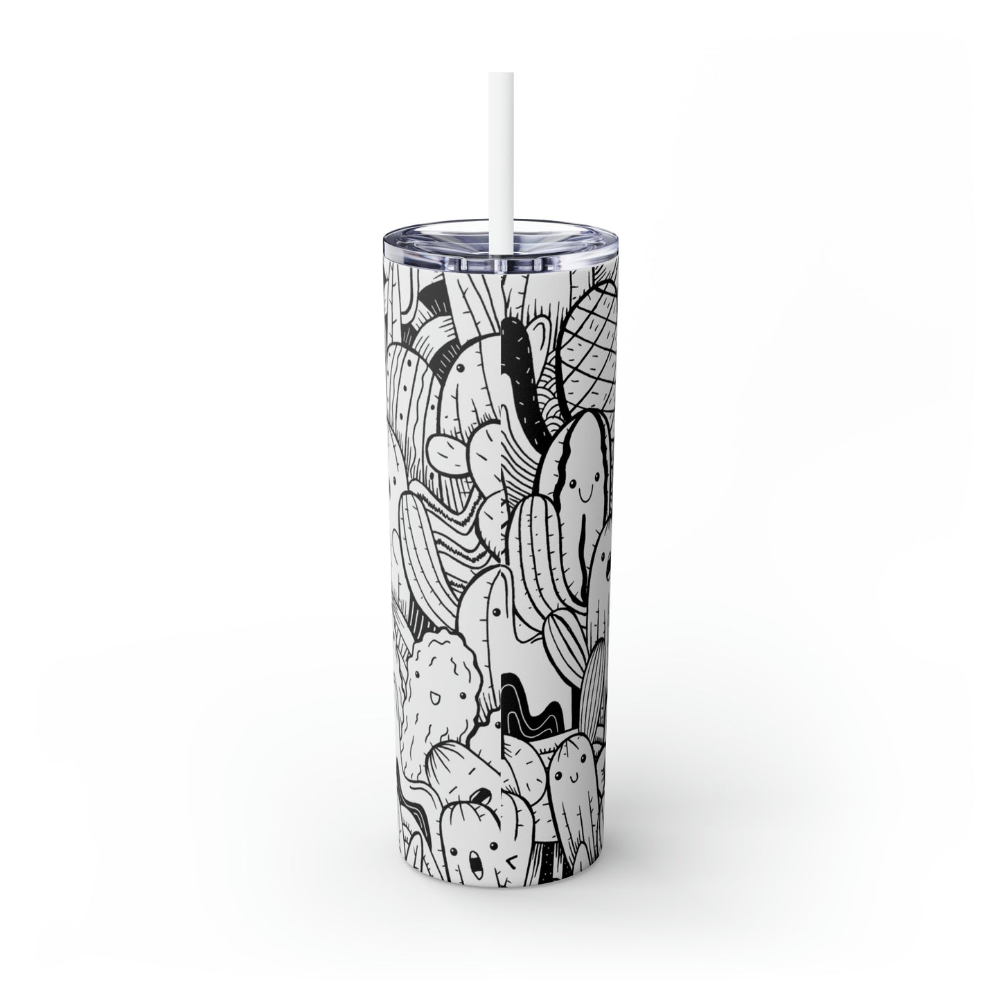 Doodle Cactus - Inovax Maars® Skinny Tumbler with Straw 20oz