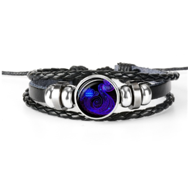 Pulsera de constelación del zodiaco Pulsera de diseño trenzado para hombres, mujeres y niños