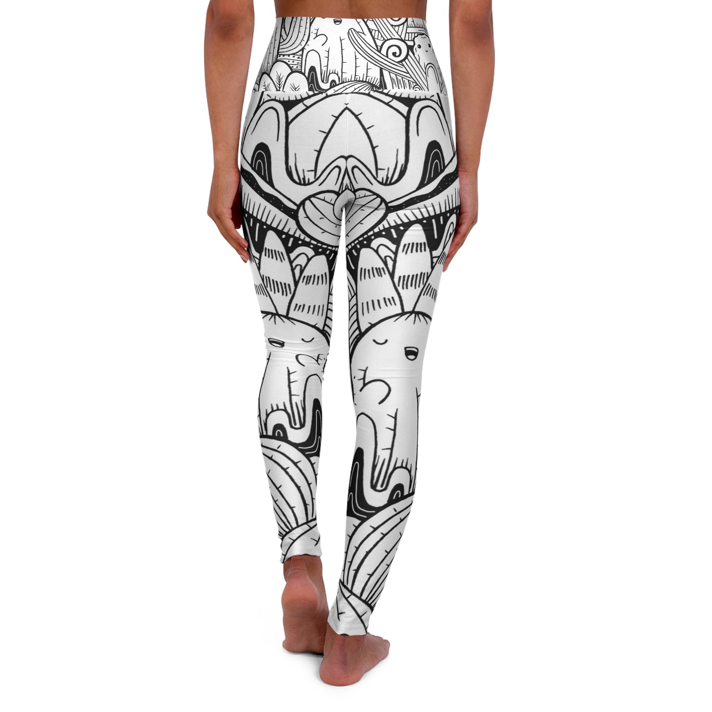 Doodle Cactus - Leggings de yoga taille haute Inovax