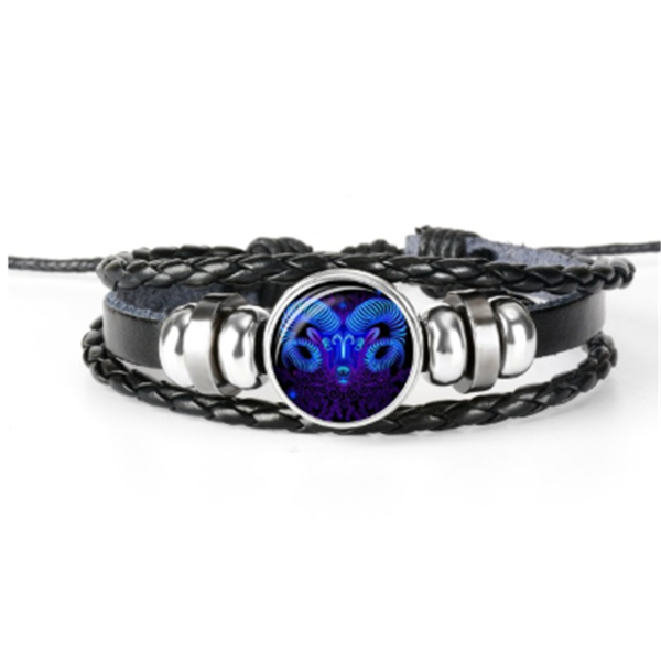 Pulsera de constelación del zodiaco Pulsera de diseño trenzado para hombres, mujeres y niños