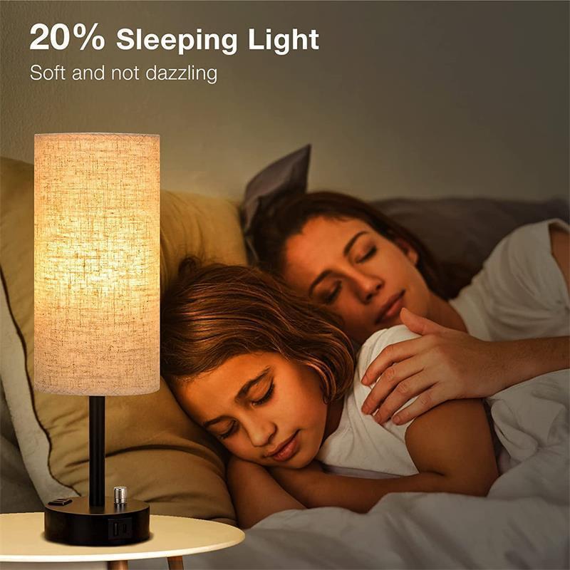 Rotary Switch Electrodeless Dimming Round Fabric Table Lamp