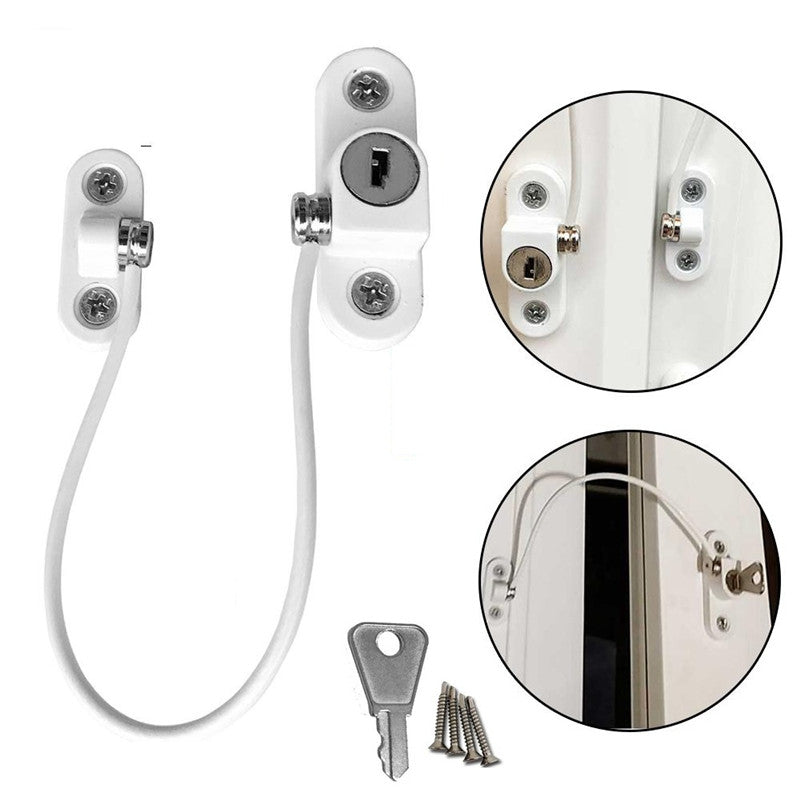 Cerradura de cadena de seguridad para ventana, restrictor de bloqueo de Cable de ventana, cerradura de ventana multifuncional, protector de seguridad de puerta para seguridad del bebé, 1 Uds.