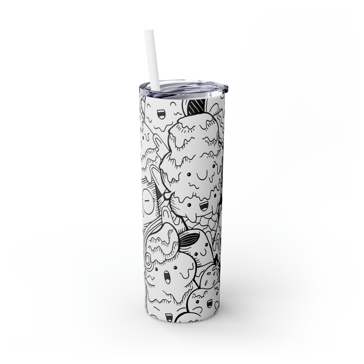 Doodle Icecream - Inovax Maars® Skinny Tumbler with Straw 20oz