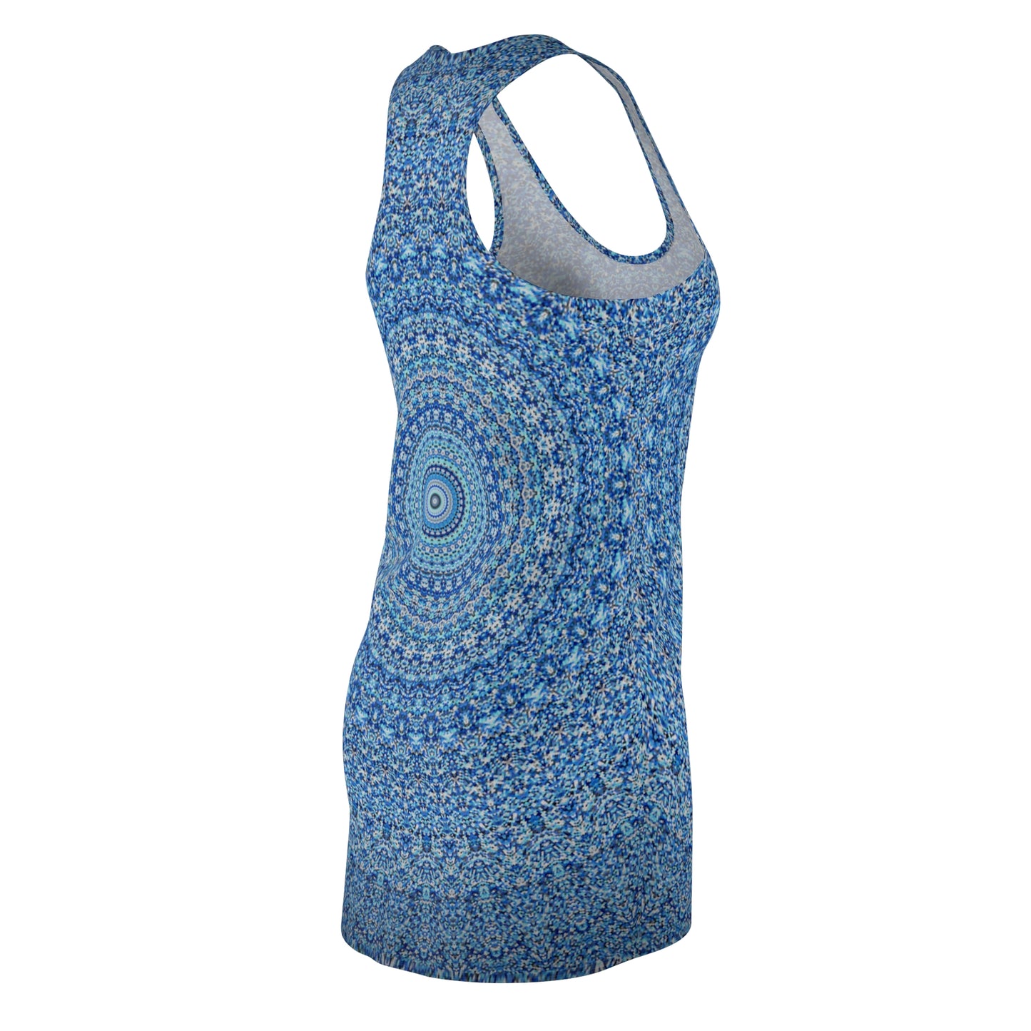 Blue Mandala - Vestido con espalda cruzada cortado y cosido para mujer Inovax