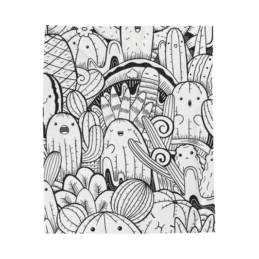 Doodle Cactus - Inovax Velveteen Plush Blanket