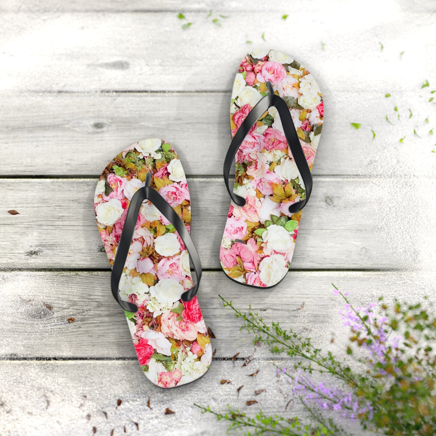 Pink Flowers - Inovax Flip Flops