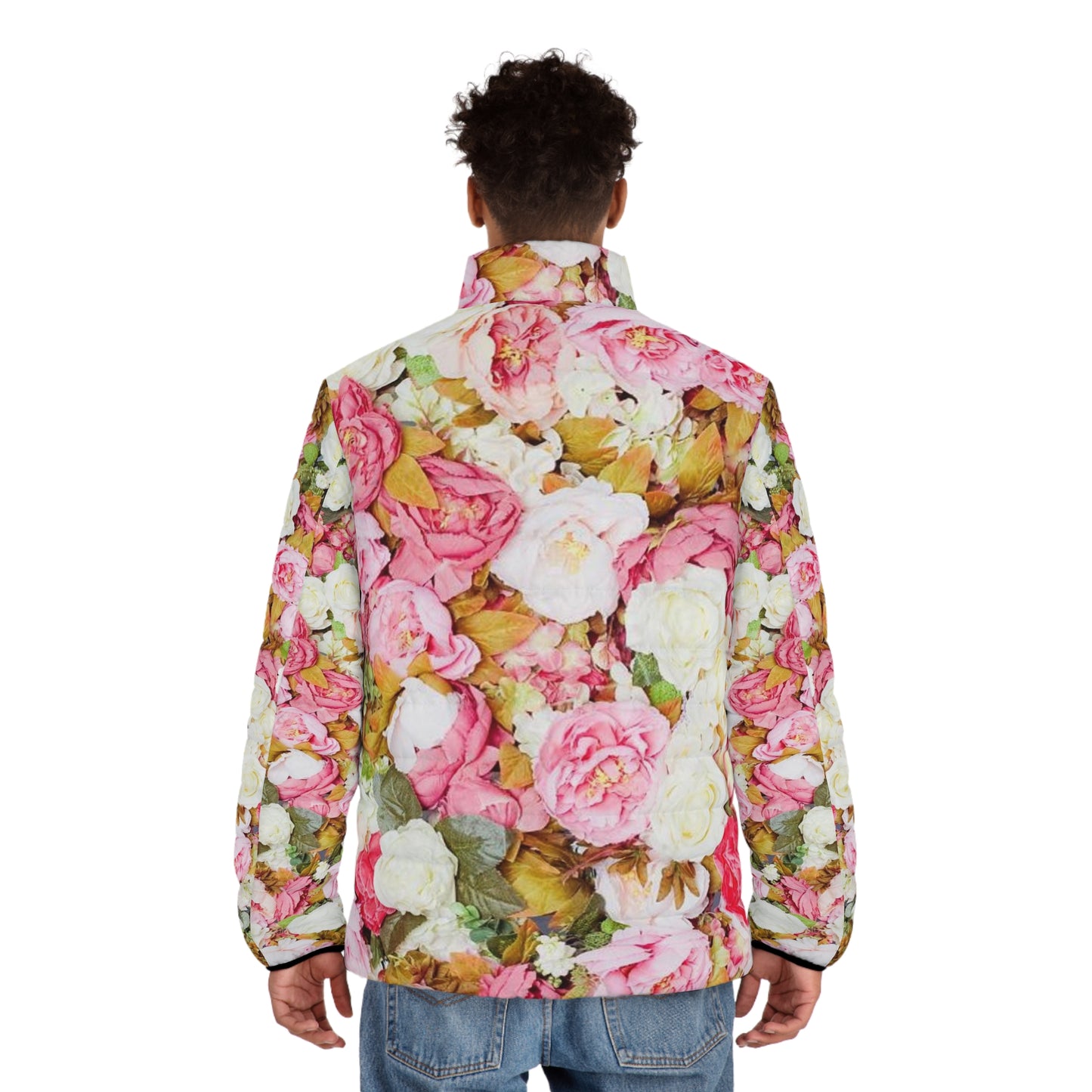 Pink Flowers - Men's Puffer Jacket