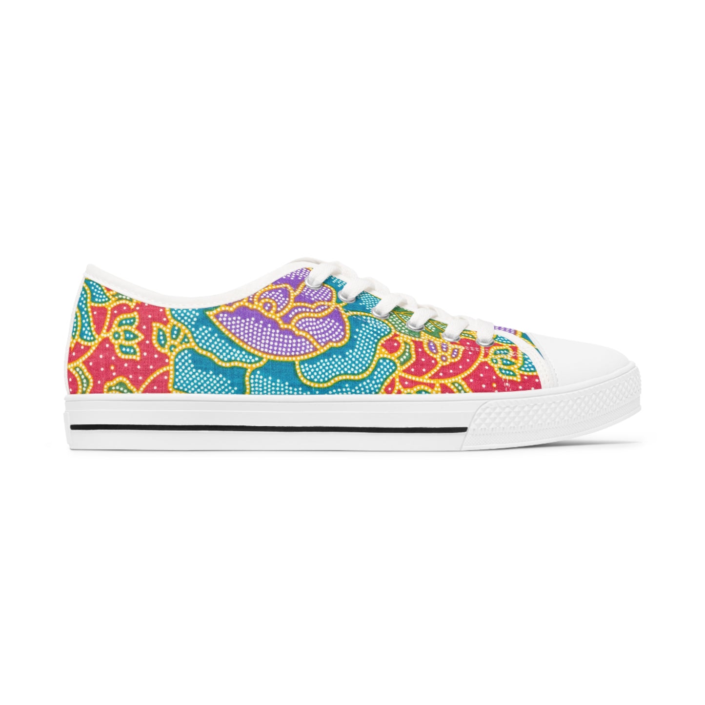 Green and red flowers - Inovax Woman's Low Top Sneakers