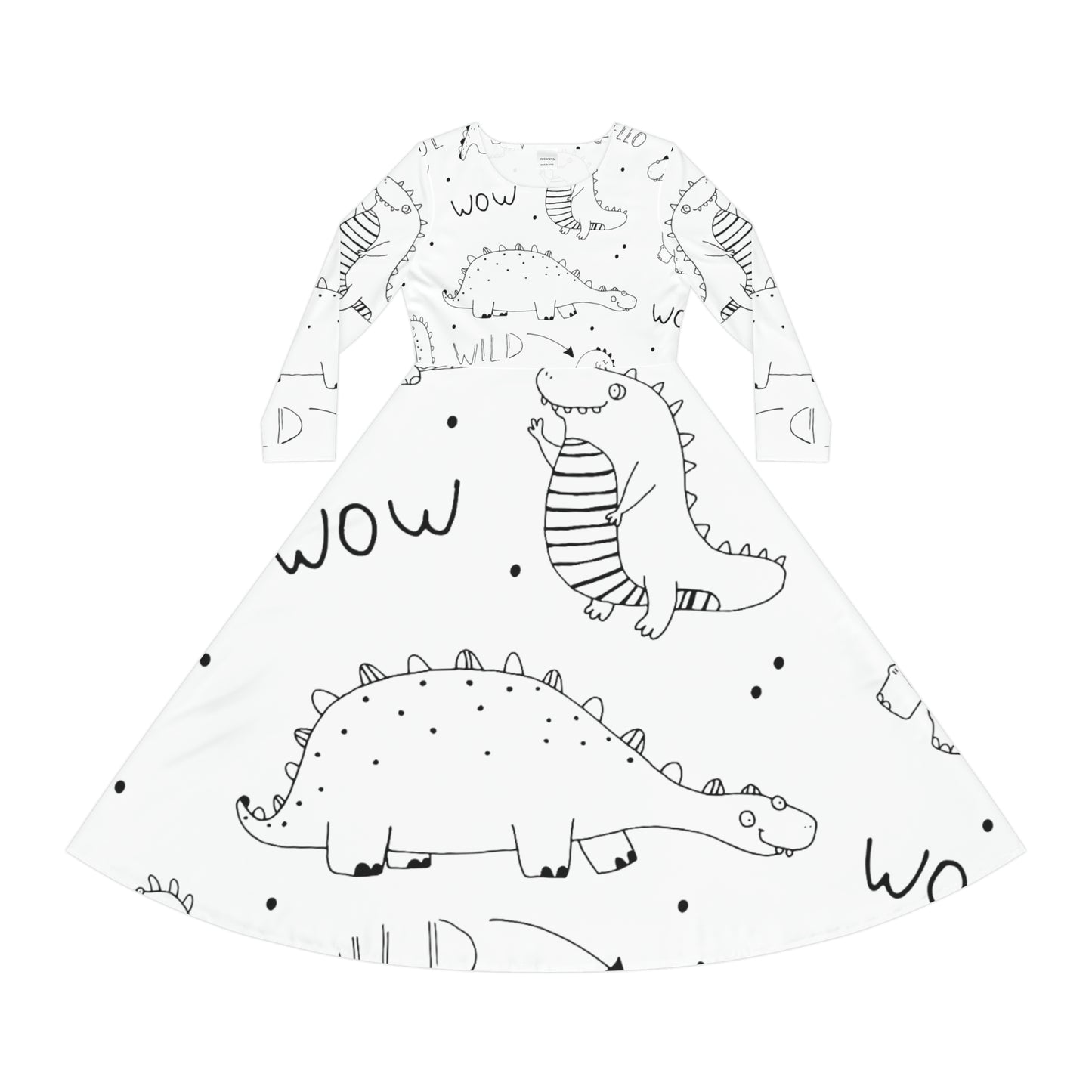 Doodle Dinosours - Vestido de baile de manga larga para mujer Inovax