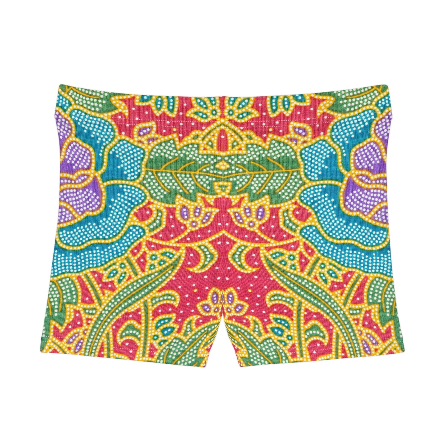 Flores verdes y rojas - Shorts de mujer Inovax