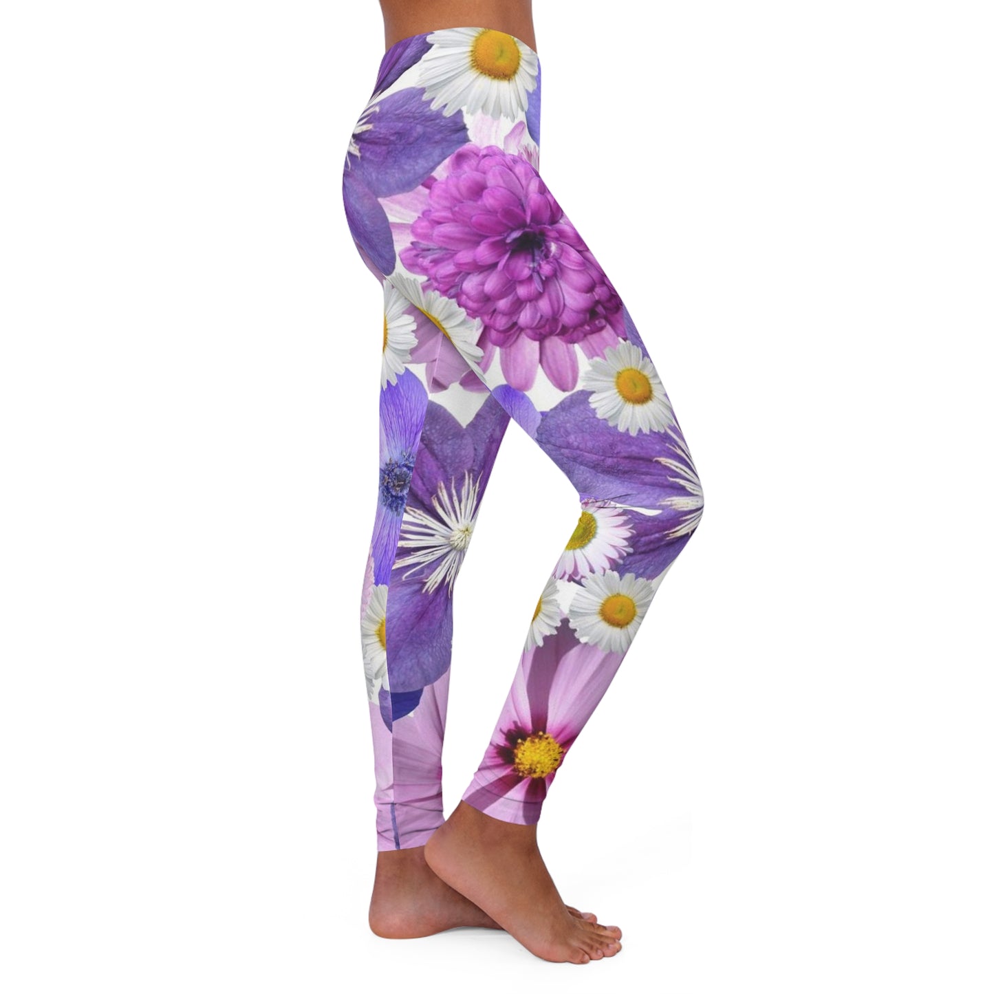 Flores moradas - Leggings de spandex para mujer Inovax