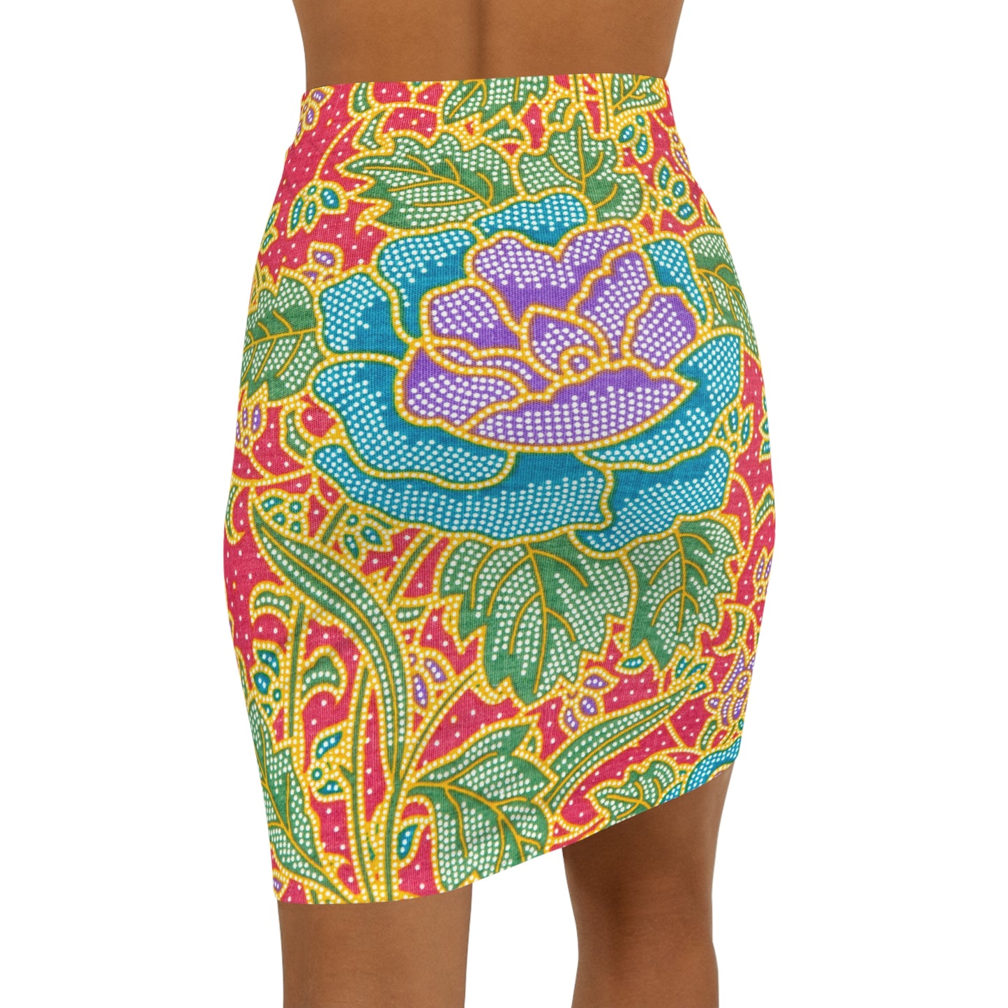 Green and red flowers - Inovax Women's Mini Skirt