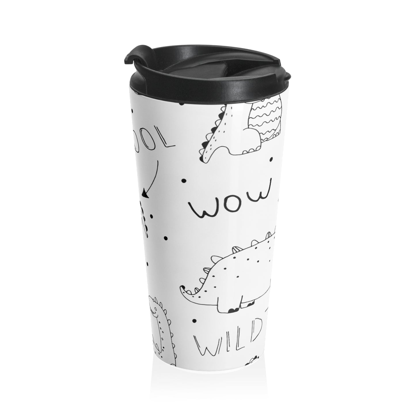 Doodle Dinosaures - Tasse de voyage en acier inoxydable Inovax