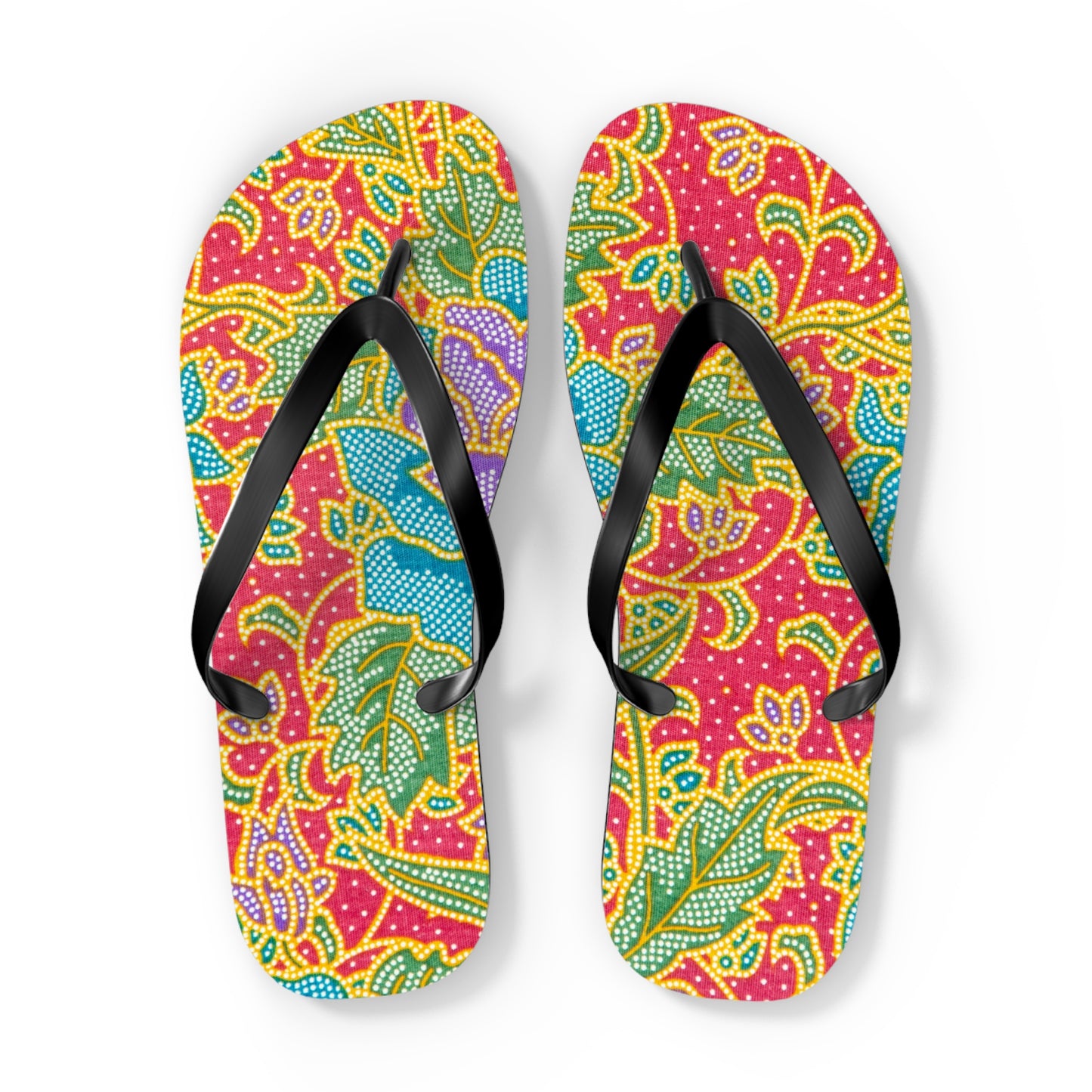 Green and red flowers - Inovax Flip Flops