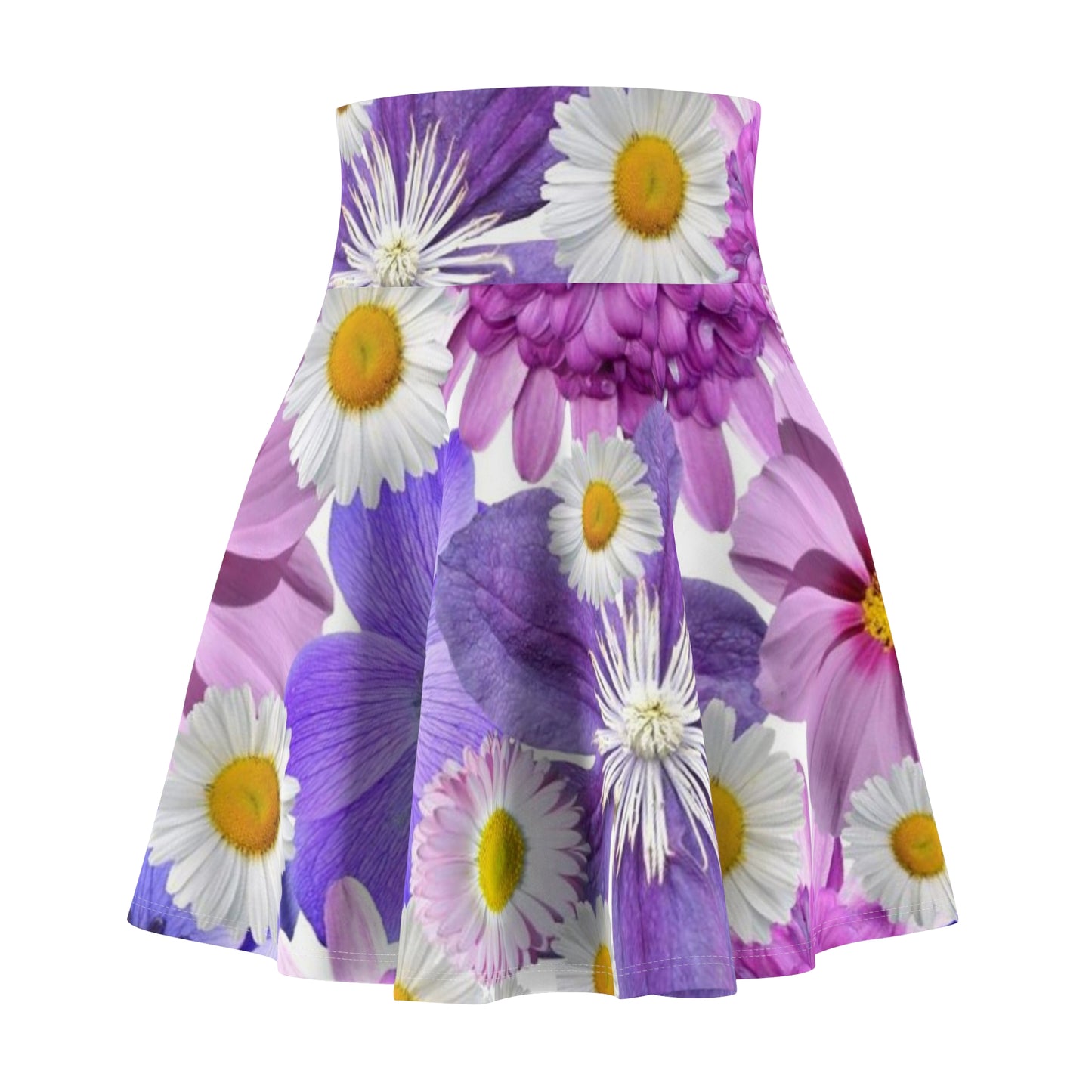 Purple Flowers - Inovax Woman's Skater Skirt