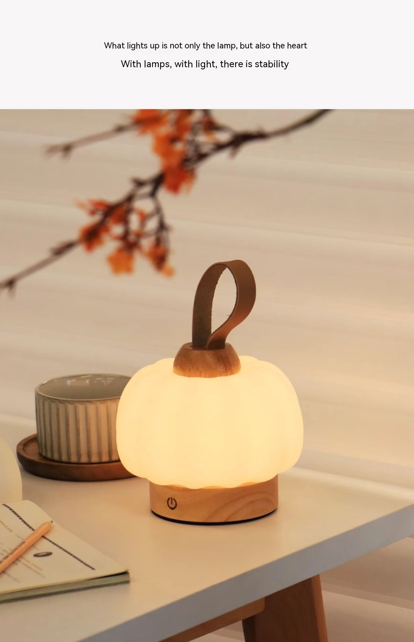 Mini lámpara de carga con adornos decorativos, luz de calabaza pequeña portátil