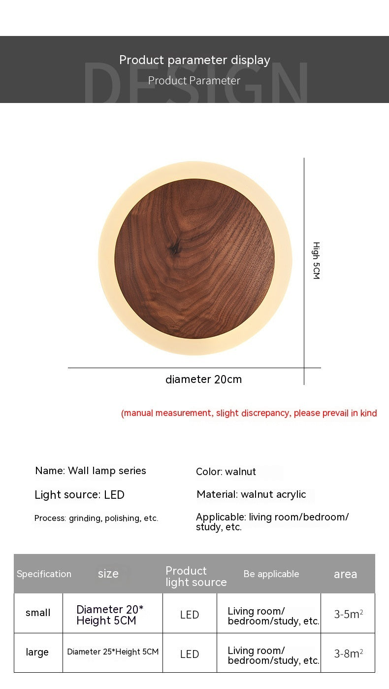 Bedroom Bedside Walnut Wall Lamp Nordic Modern