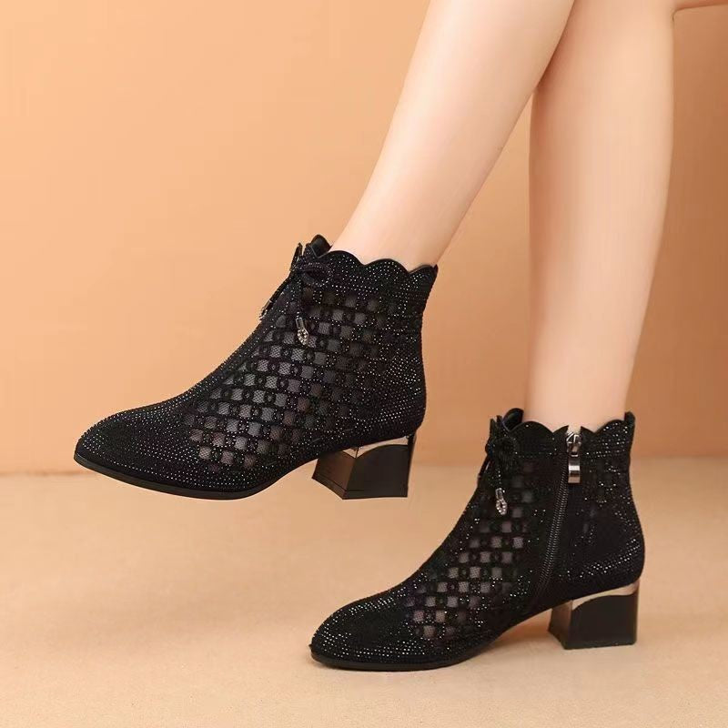 Bottines d'été en maille découpée à fond souple pour femmes