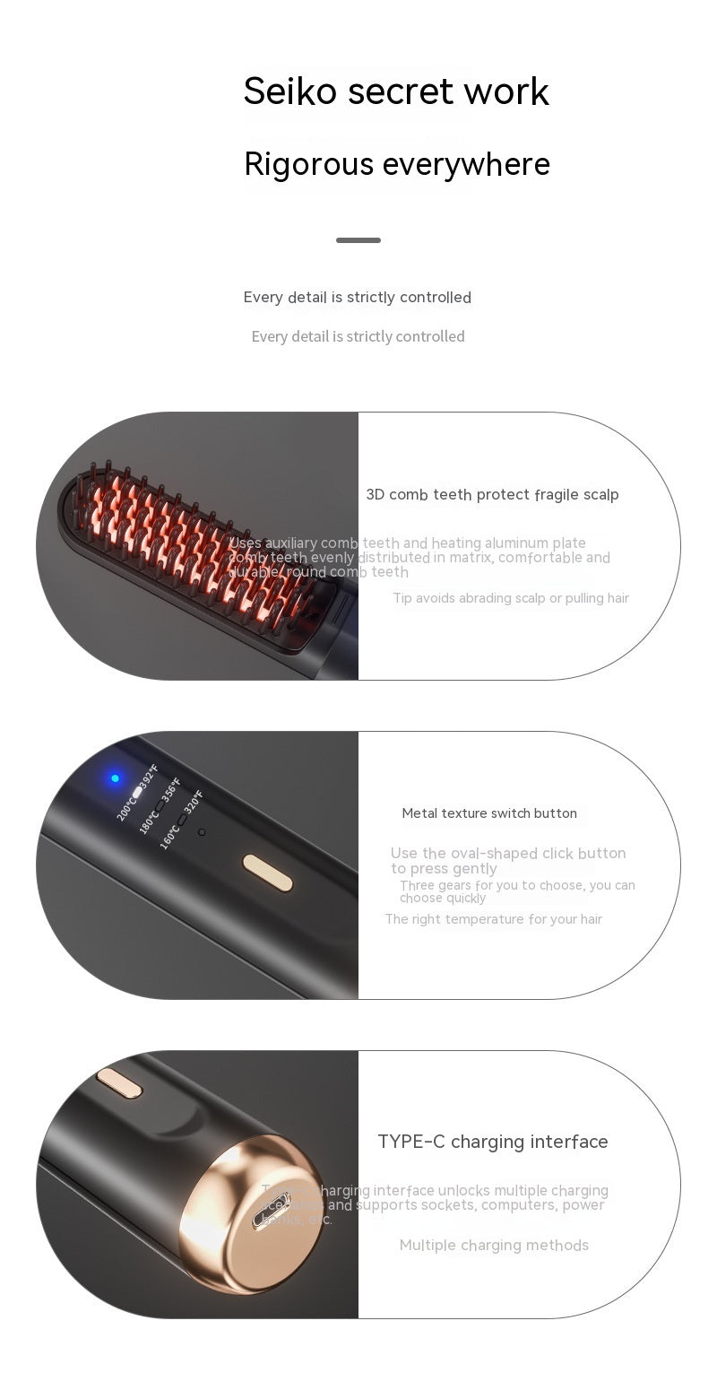 Wireless Negative Ion Straight Hair Comb