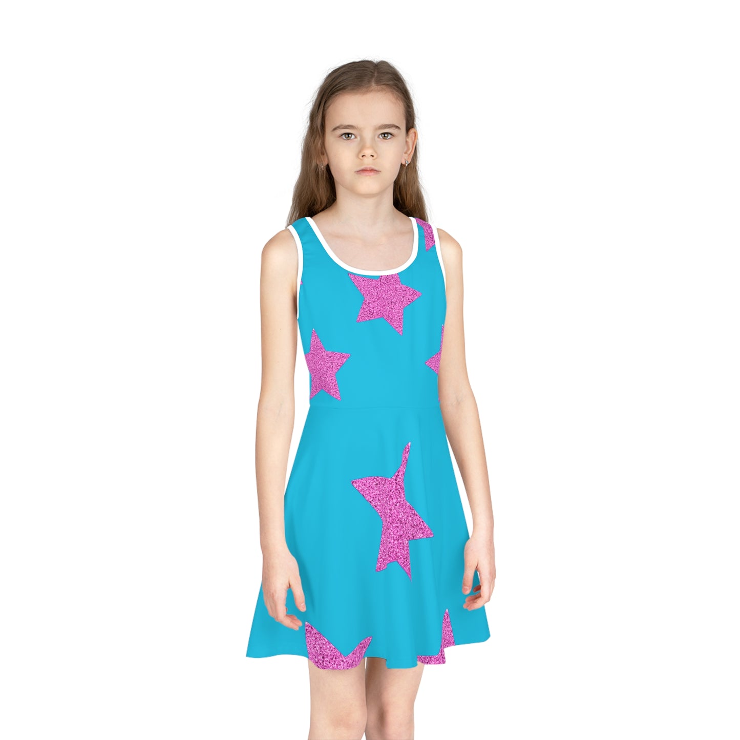 Pink Stars - Robe d'été sans manches Inovax pour fille