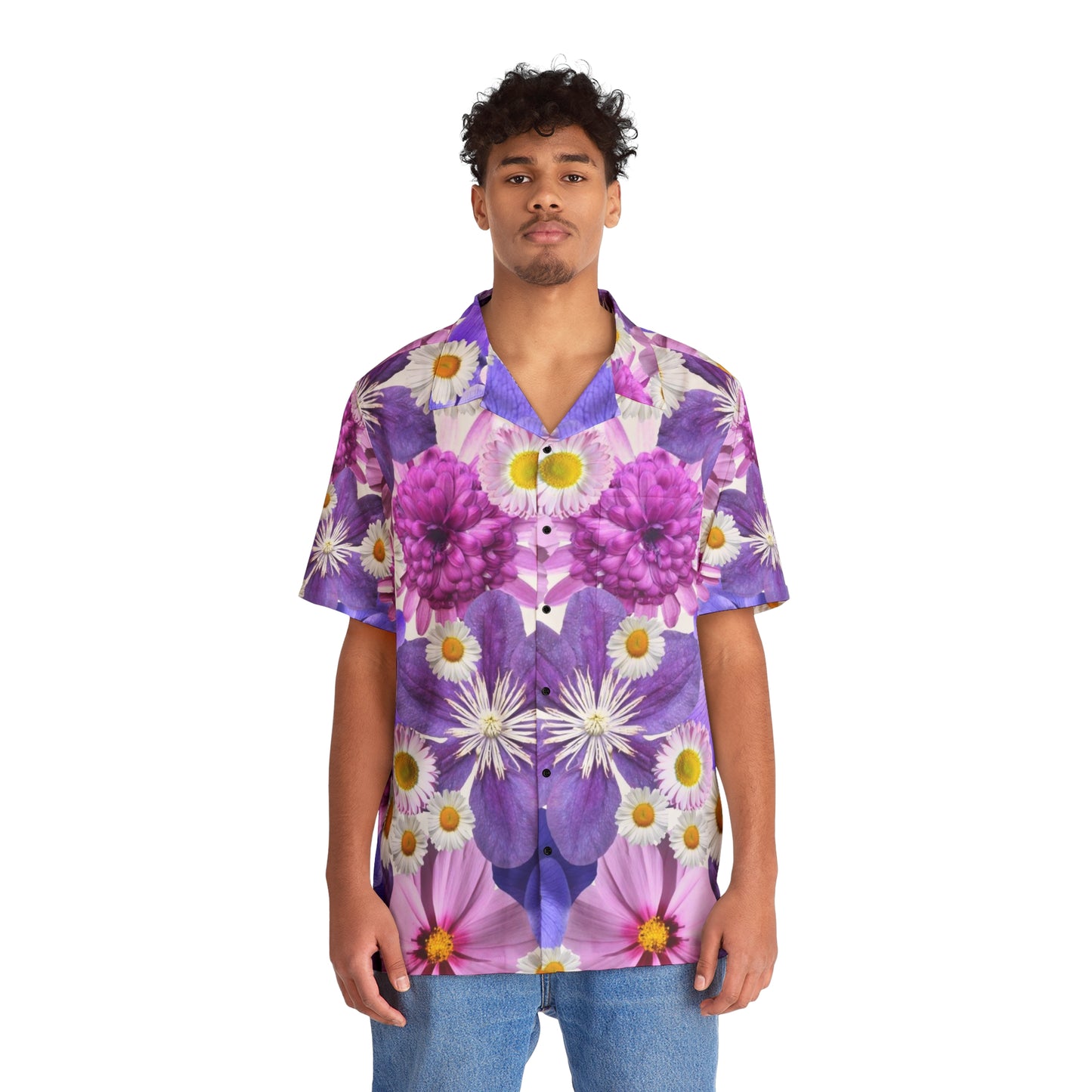 Fleurs violettes - Chemise hawaïenne pour hommes Inovax