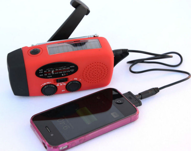 Linterna de radio con carga USB y manivela solar