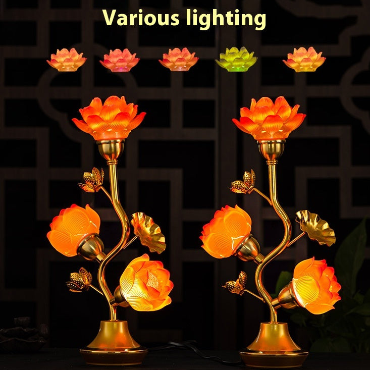 Colorful Lotus Plug-in Three Products Colored Glaze Led Pilot Lamp