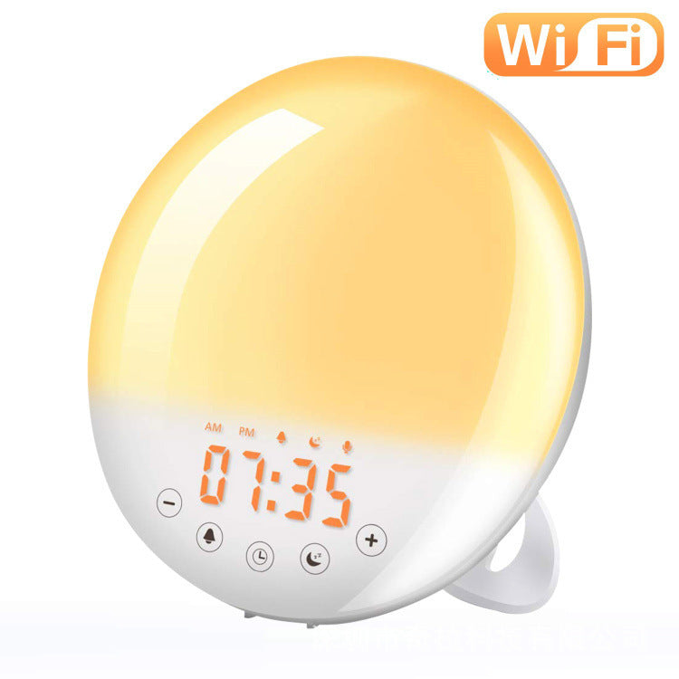 Reloj despertador inteligente con luz de amanecer y control de voz por wifi, luz natural para despertarse