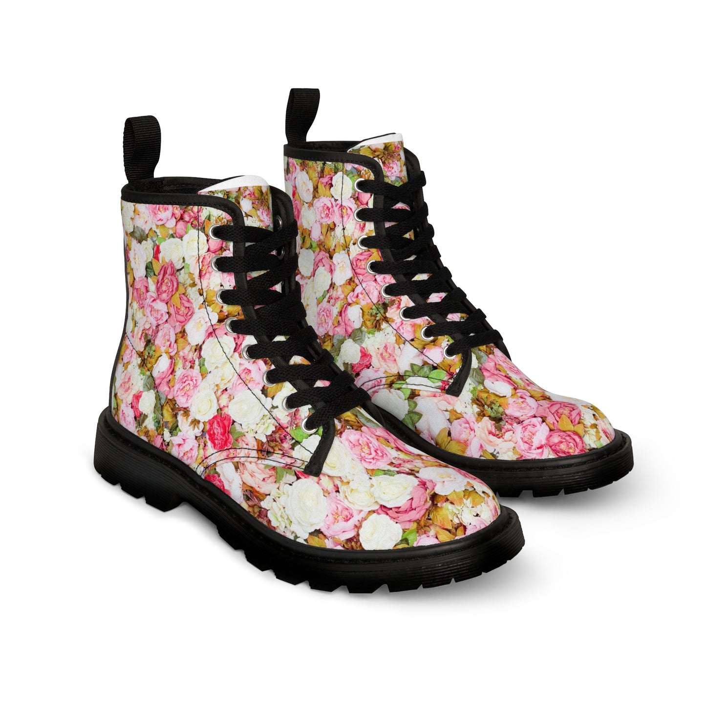 Fleurs roses - Bottes en toile pour femme Inovax