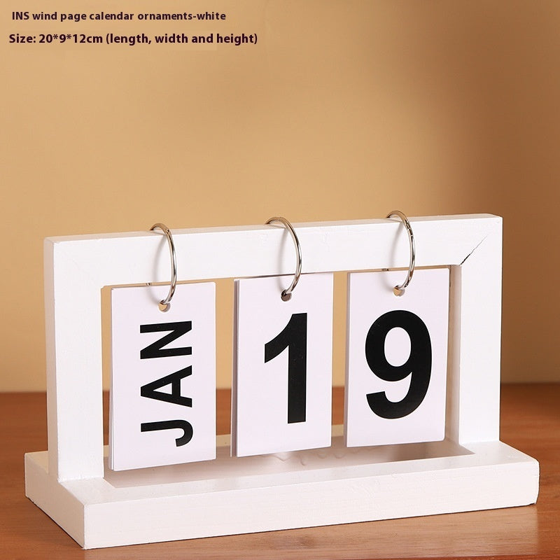 Creative Wooden Calendar Office Desktop Home Study Living Room Decoration