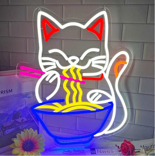 Pet Cat Noodle Shop Wordy Animal LED Luminescent Lamp