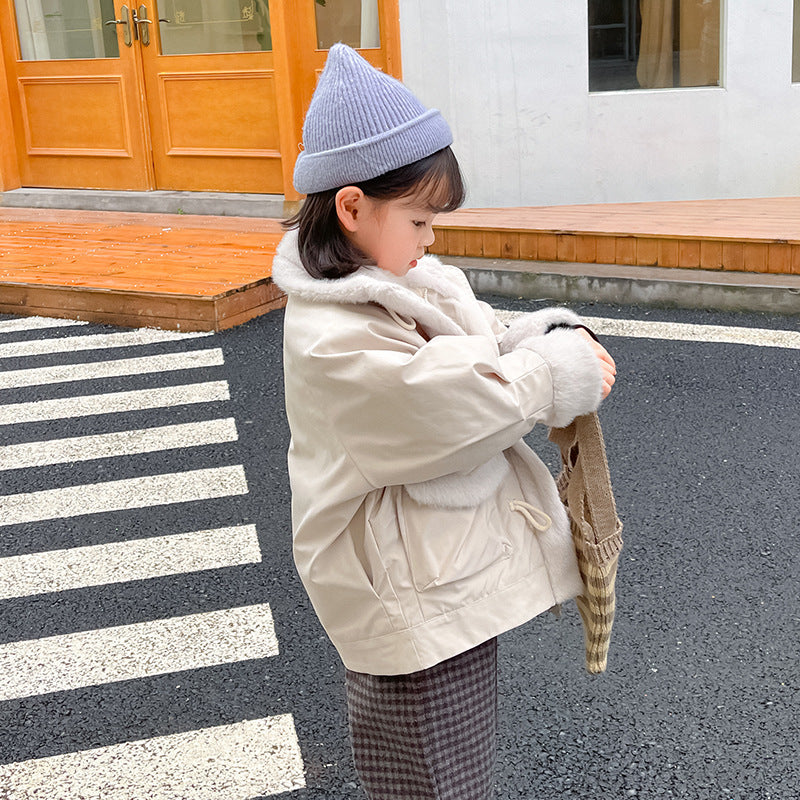 Children's Fur Coat Pie Overcoming Mid-length