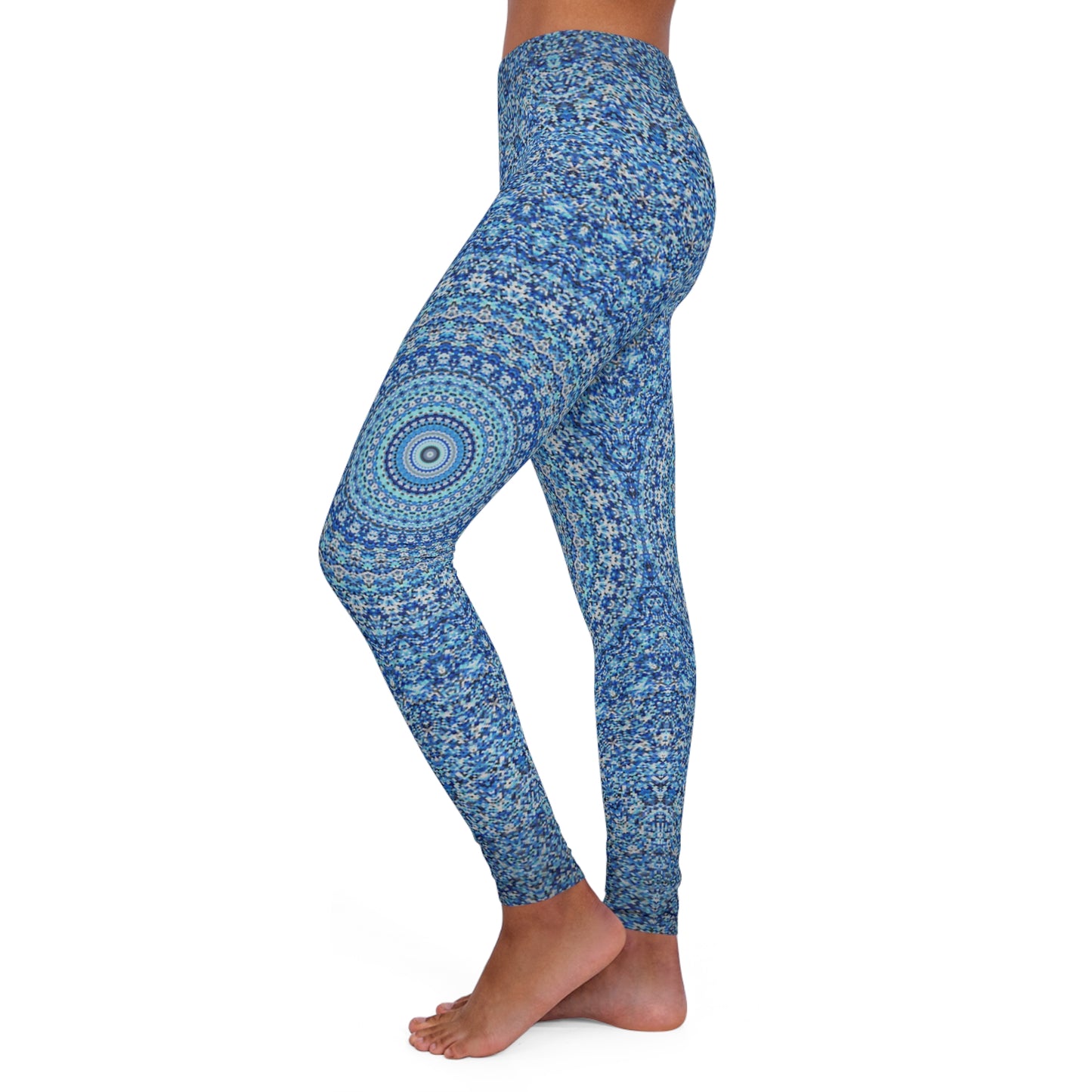 Mandala bleu - Leggings en spandex Inovax pour femmes