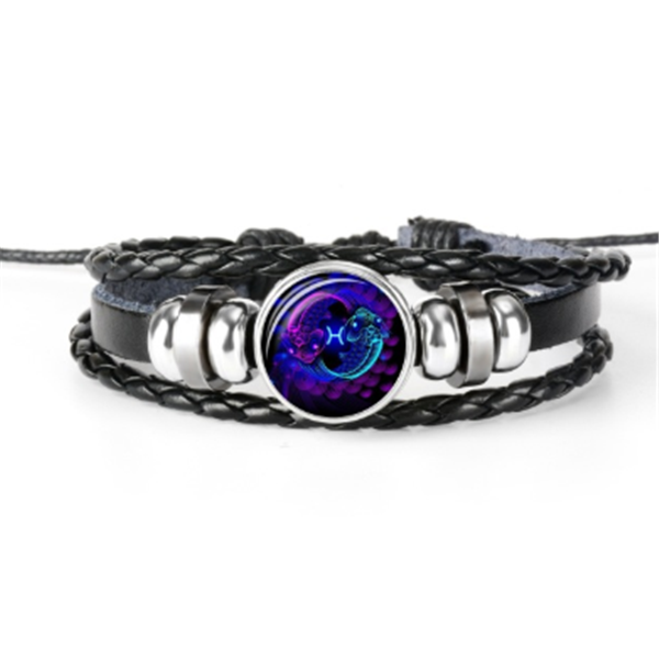 Pulsera de constelación del zodiaco Pulsera de diseño trenzado para hombres, mujeres y niños