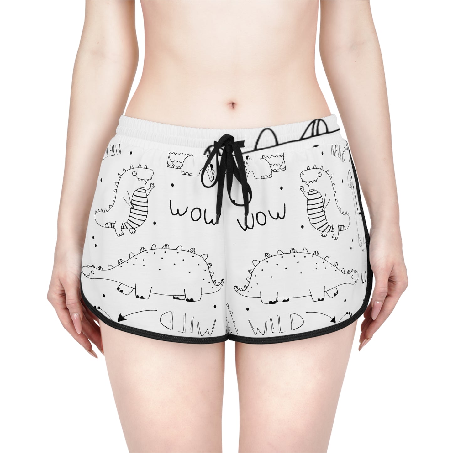 Doodle Dinosours - Pantalones cortos relajados para mujer Inovax