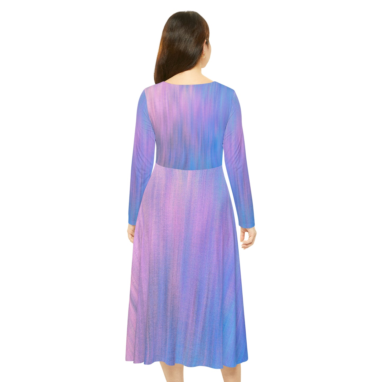 Blue & Purple Metalic - Inovax Women's Long Sleeve Dance Dress