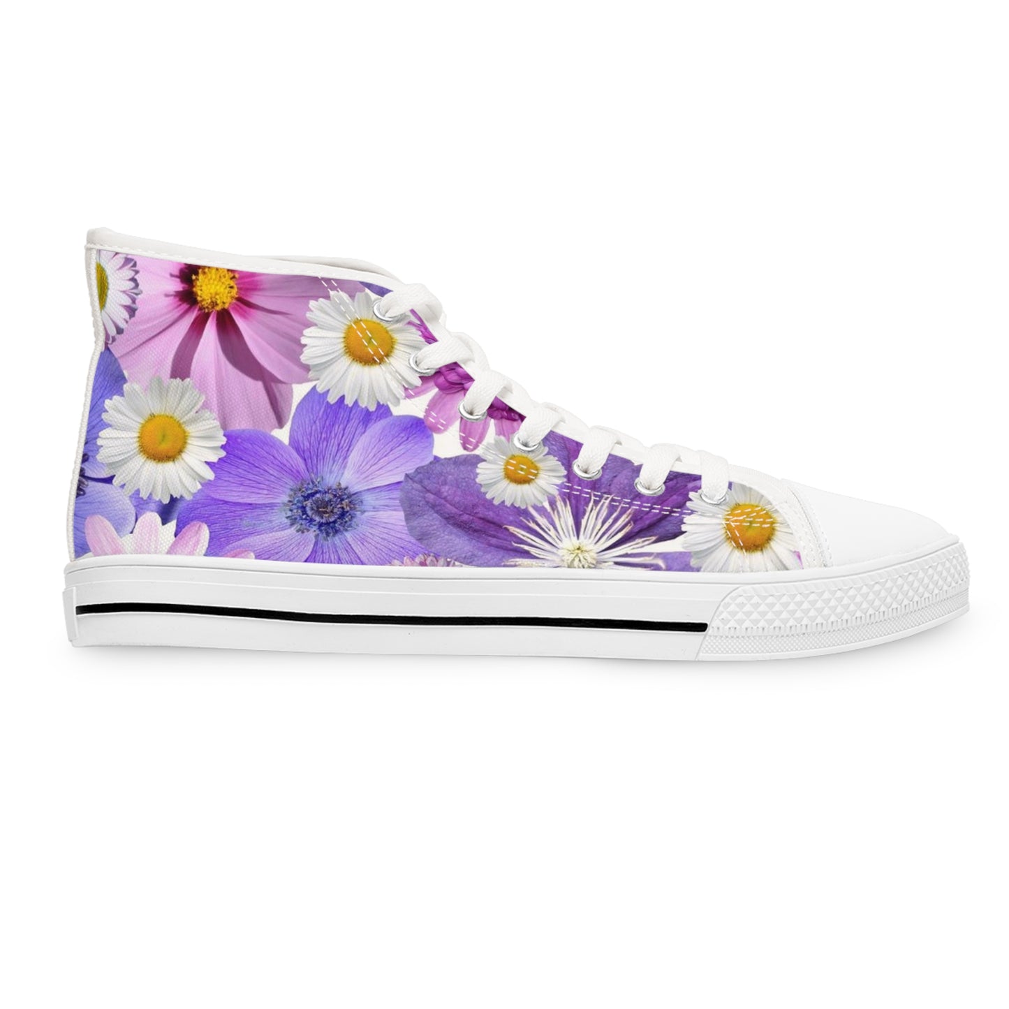 Purple Flowers - Inovax Women's Hight Top Sneakers