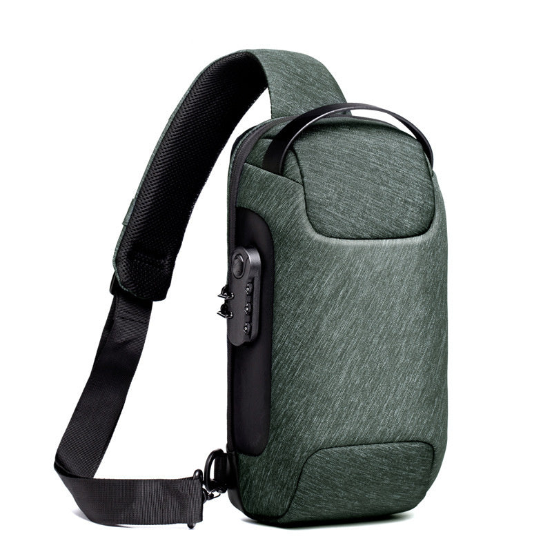 Sac étanche antivol USB pour hommes, sac à bandoulière Oxford multifonction, messager de voyage court, sac de poitrine