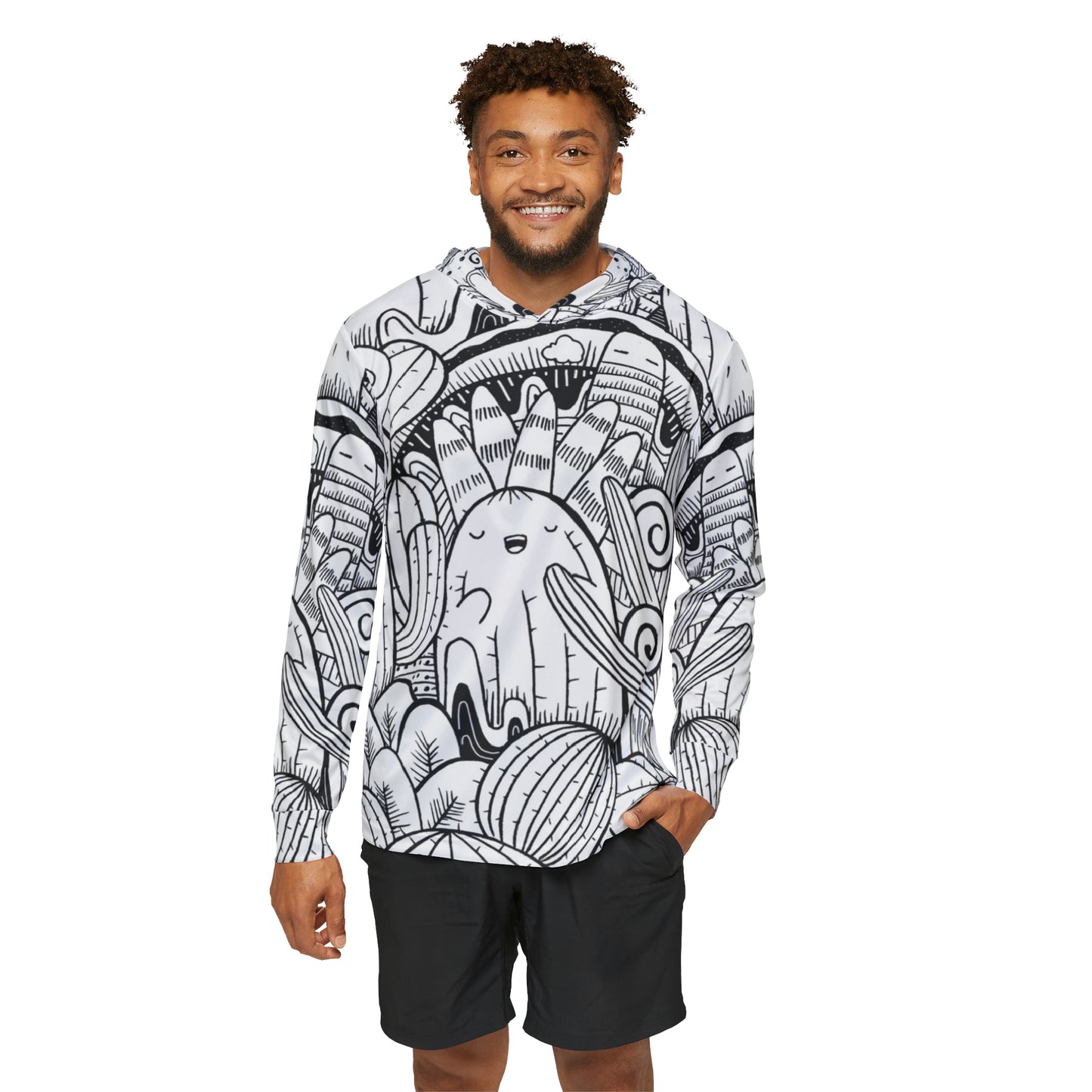 Doodle Cactus - Sudadera con capucha deportiva de calentamiento para hombre