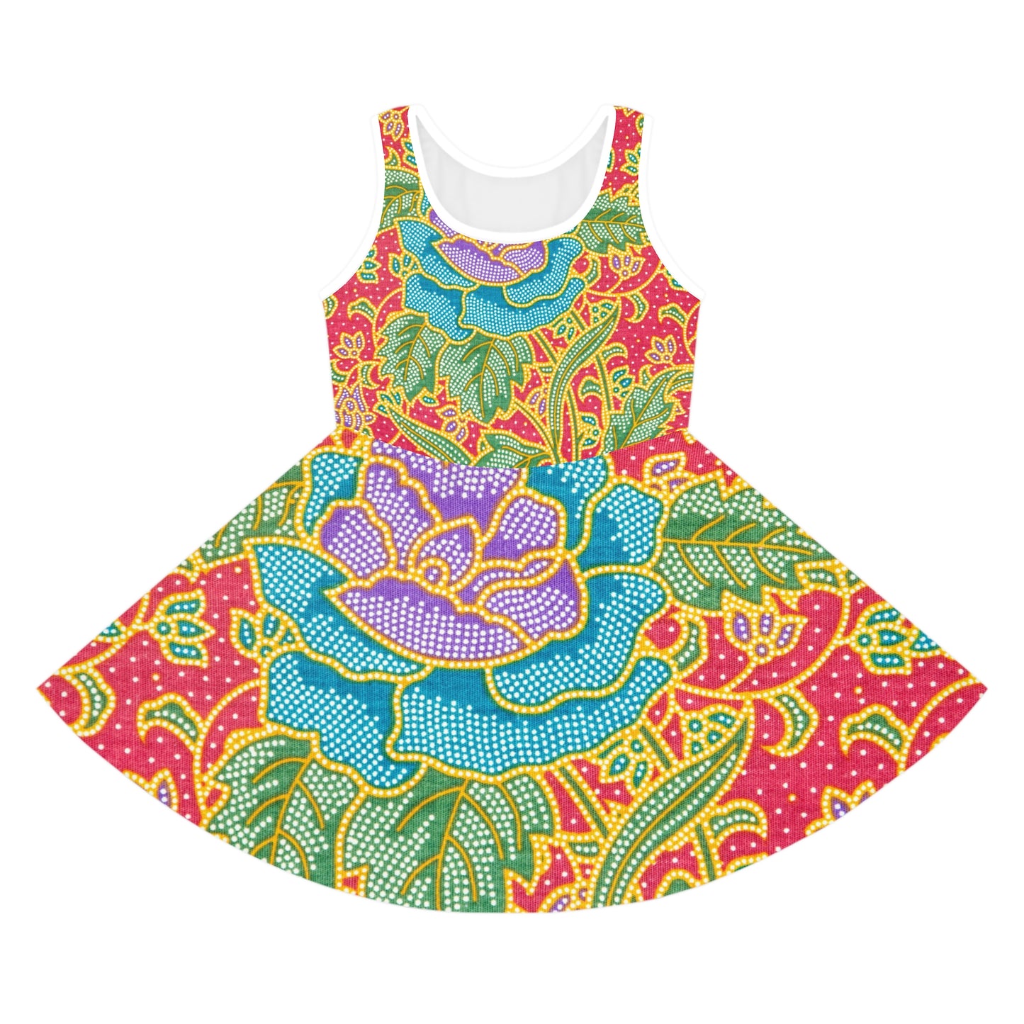 Green and red flowers - Inovax Girl's Sleeveless Sundress