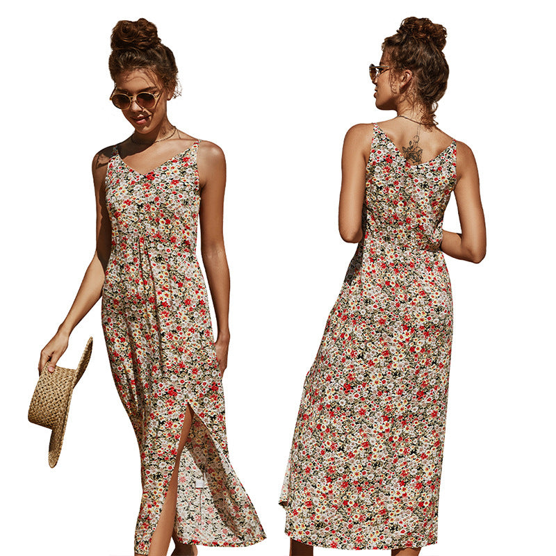 Split Floral Strap Fairy Dress