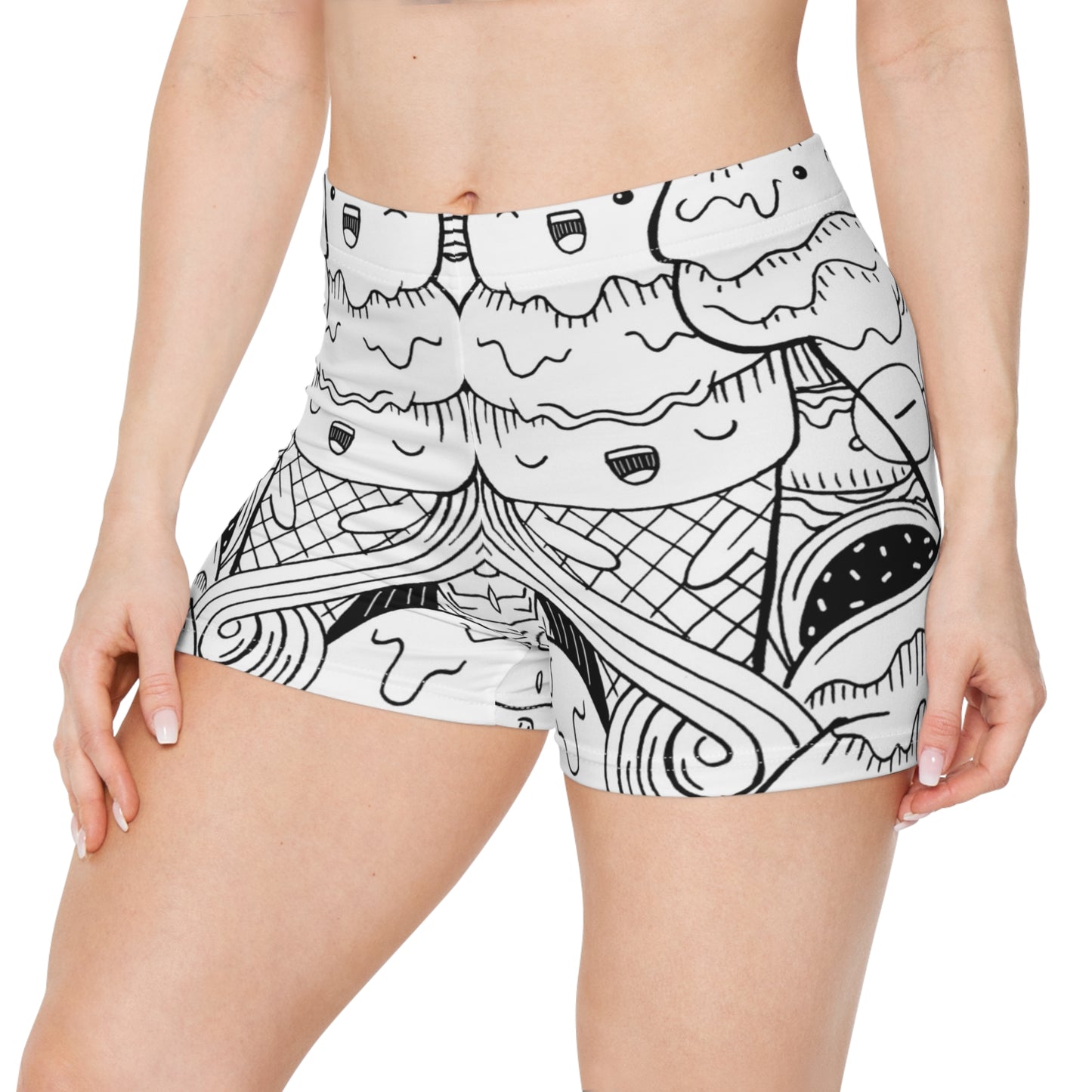 Doodle Icecream - Pantalones cortos para mujer Inovax