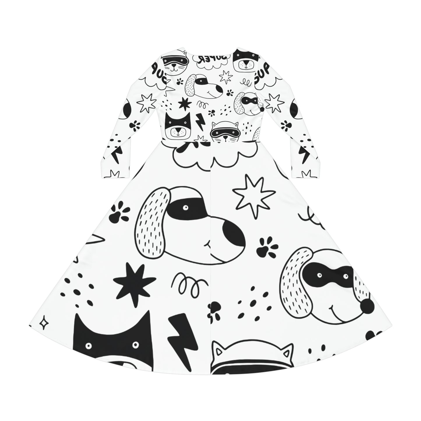 Doodle Dogs &amp; Cats - Robe de danse à manches longues pour femmes Inovax